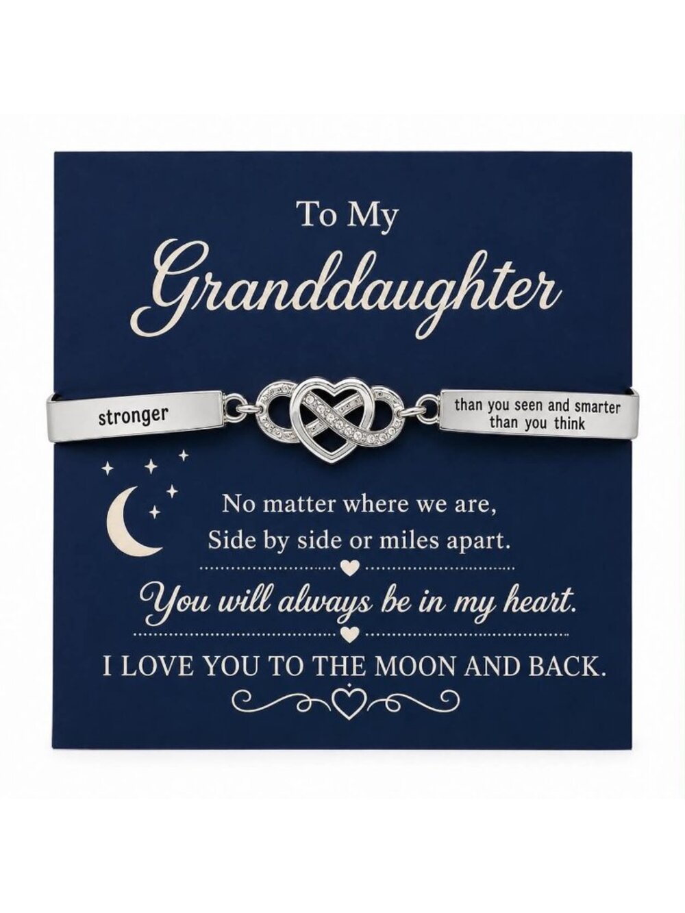 To My Granddaughter Infinity Heart Engraved Inspirational Bracelet Gift